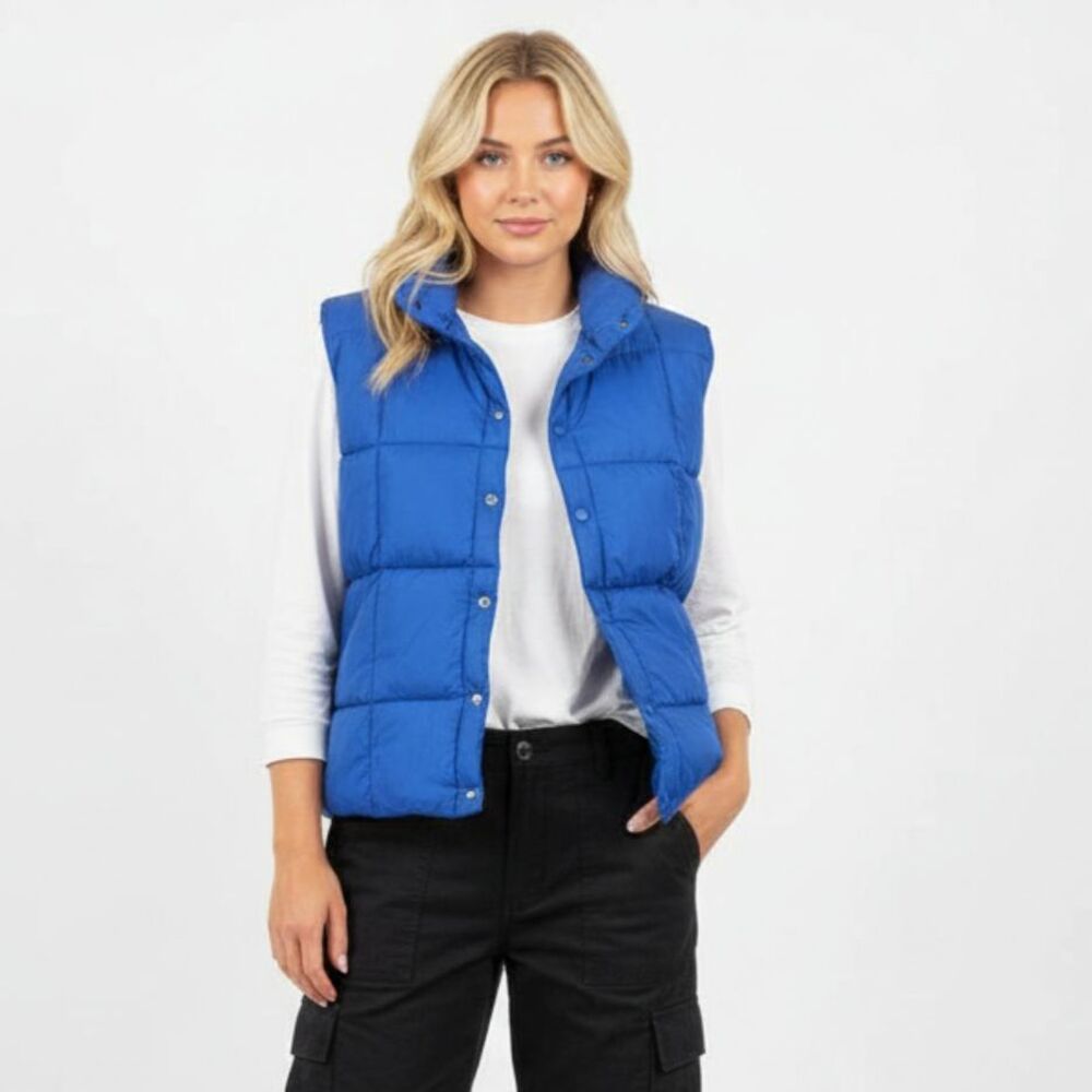 Land’s End Women's Blue Down Filled Puffer Sleeveless Vest M